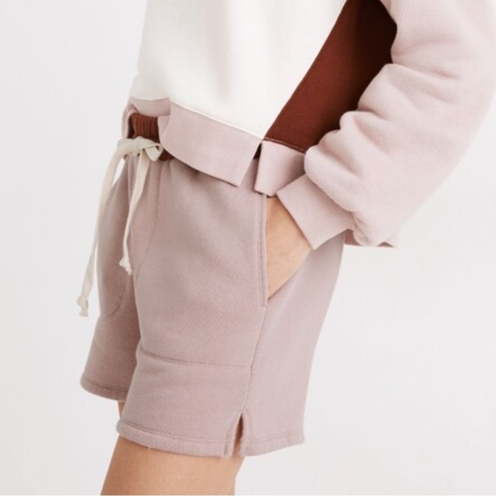 MADEWELL Airyterry Stitched Pocket Atheleisure Travel Sweatshorts Wisteria Dove - Picture 3 of 10